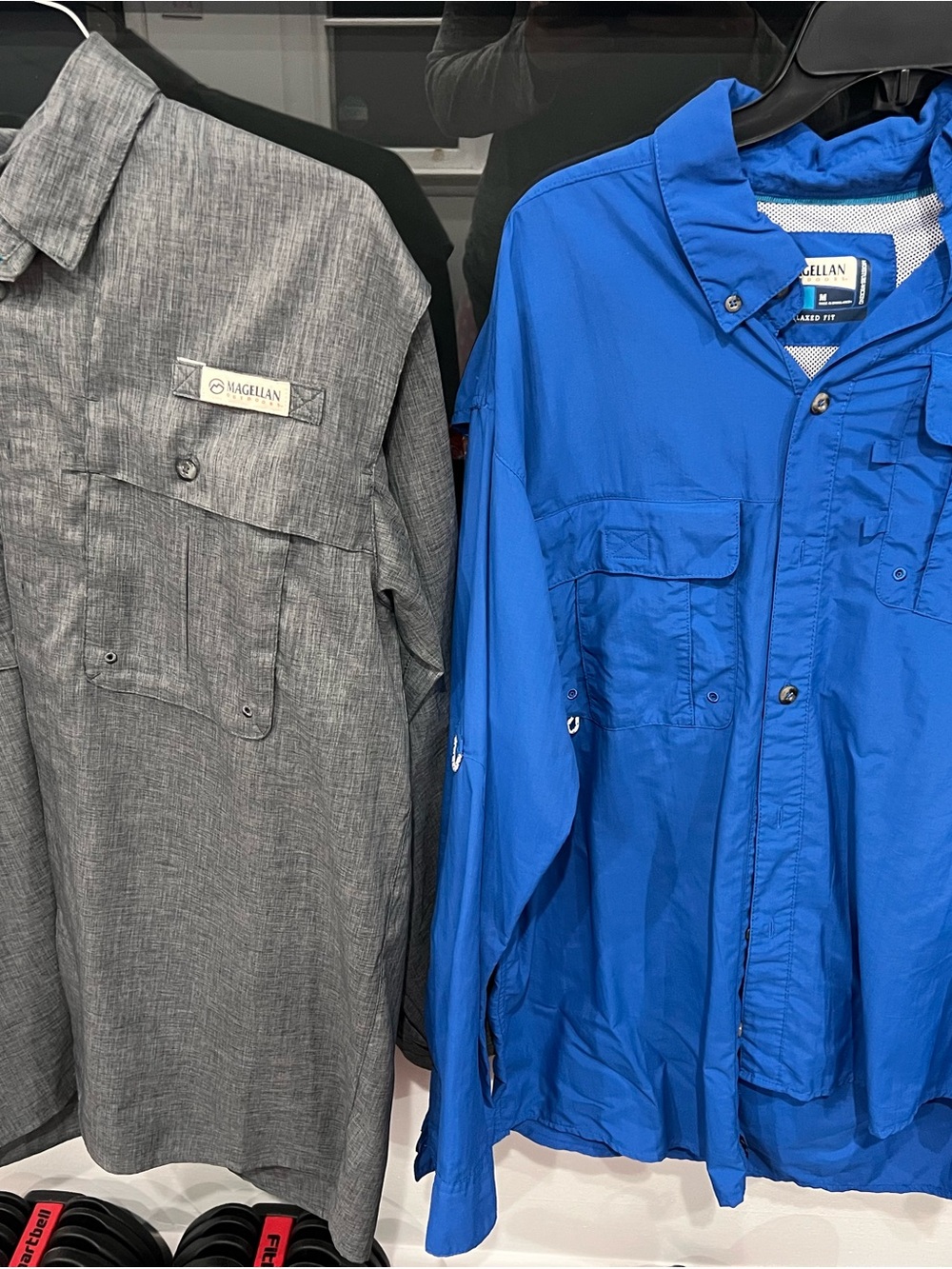 Magellan Outdoors Men’s Blue Performance Fishing Shirt, Size Medium
